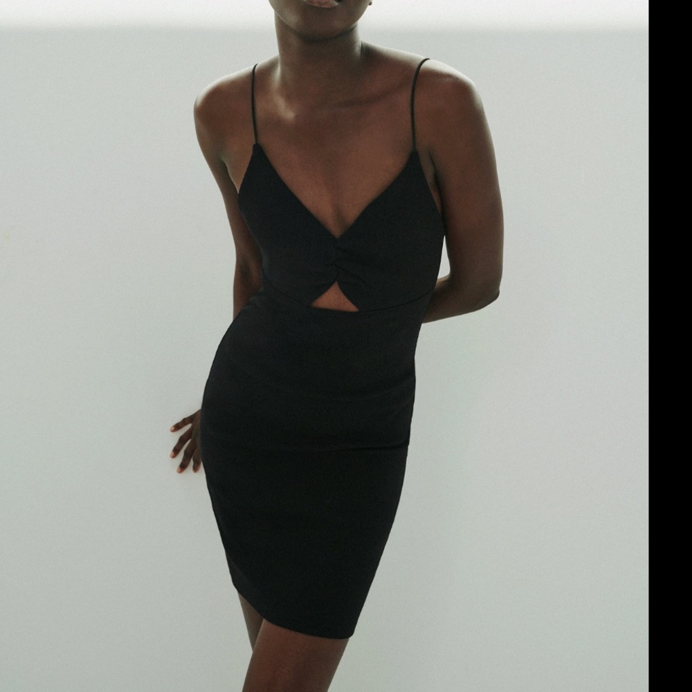 NWOT Zara Black Knotted Rib Dress